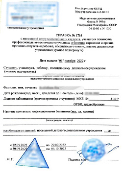 Купить справку 095у для учащихся в Москве.